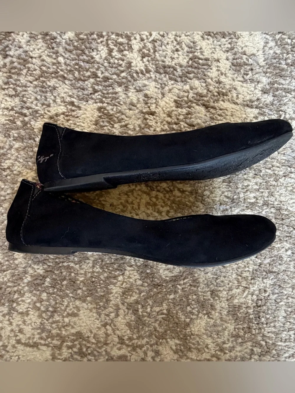 Jellypop Black Suede-Look Quilted Insole Ballet Flats